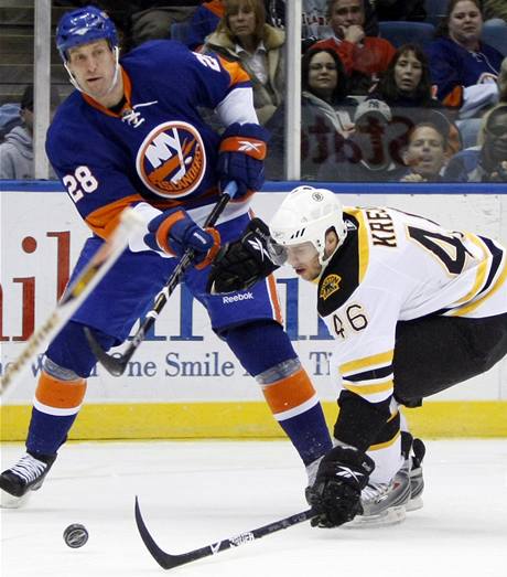 David Krejí z Bostonu v utkání proti New York Islanders.