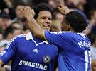 Chelsea: Ballack (vlevo) a Malouda oslavují gól