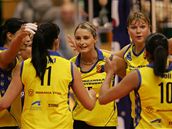Volejbalistky Prostjova se radují z vyhraného míe