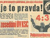 Noviny p�ed 40 lety: Naho�e vít�zství nad sov�tskou sbornou, ní�e dva �lánky u� �husákovského� tisku