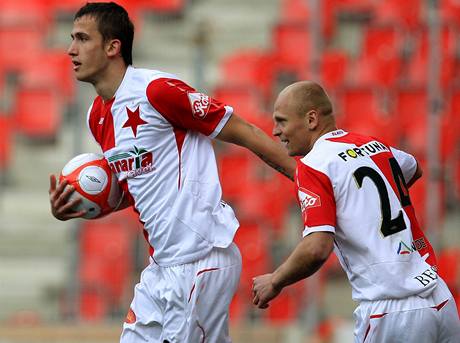 Slavia proti Boleslavi nejspíš nastoupí s Pekhartem (vlevo) a Bestou v útoku.