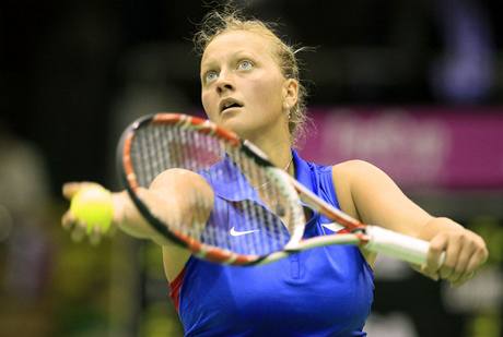 Petra Kvitová v dubnovém utkání Fed Cupu v Brn