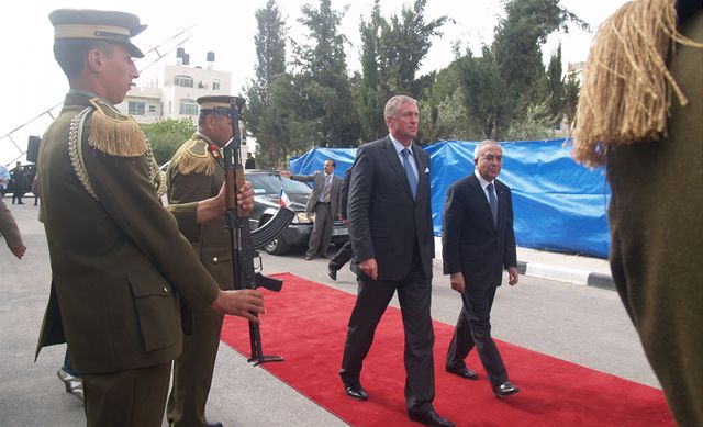 eský premiér Mirek Topolánek s palestinským premiérem Fajádem