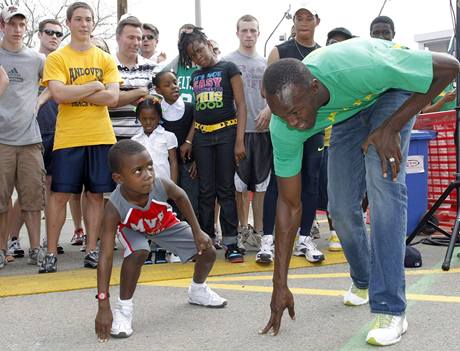 Usain Bolt v Bostonu pi sponzorsk akci,