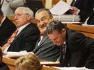 Karel Schwarzenberg bhem jednání Senátu o Lisabonské smlouv (6. kvtna 2009)