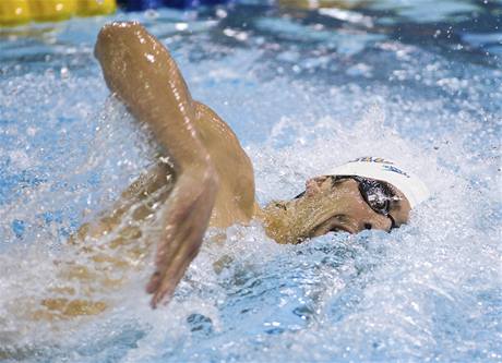 Americk plavec Michael Phelps pi kraulask dvoustovce na prvnch zvodech od olympidy v Pekingu.