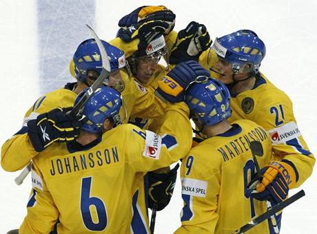 Švédsko - USA: radost švédských hokejistů