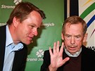 Václav Havel a Martin Bursík na tiskové konferenci zelených (18.5.2009)