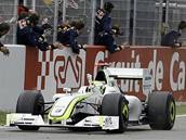 Jenson Button z Brawn GP se raduje z vítzství pi VC panlska