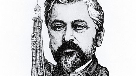 Z výstavy ke 120. výroí otevení Eiffelovy v - karikatura Gustava Eiffela
