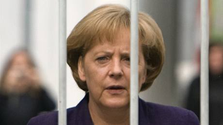 Angela Merkelová pi návtv vzení Stasi v Berlín