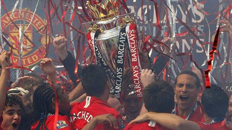 Oslavy anglického titulu v podání hráčů Manchesteru United