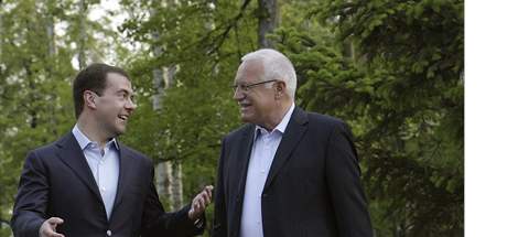 Dmitrij Medvedv a Václav Klaus na summitu EU-Rusko v Chabarovsku (21. kvtna 2009)