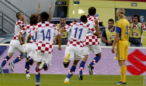 Chorvatská radost v poslední kvalifikaci o postup na MS 2010.