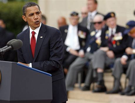 Barack Obama pi projevu bhem oslav 65. vro vylodn v Normandii