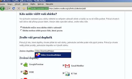 Sbrky doplk ve Firefoxu