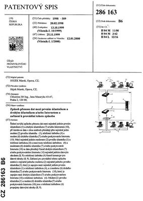 Patentový spis Marka Hájka