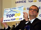 Miroslav Kalousek na tiskové konferenci strany TOP 09 v Praze (11. ervna 2009)