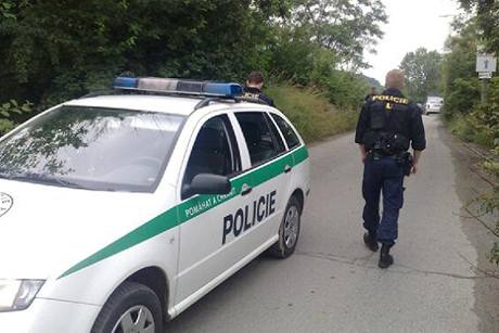 Policie v Praze u krskho lesa, kde pravdpodobn lupii splili auto. 