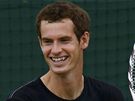 Andy Murray pi tréninku ve Wimbledonu