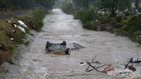 Vodou zaplavená ilina poblí Nového Jiína (25. ervna 2009)