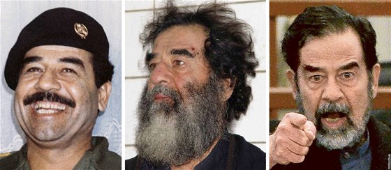 Saddám Husajn v dob své nejvtí slávy, tsn po zatení a ped iráckým soudem.