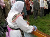 Republika Mari El v Rusku. Marijský obřad za doprovodu tradičního nástroje