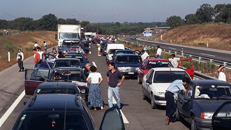Zácpa na dálnici - ilustraní foto