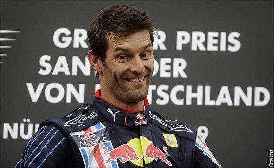 Mark Webber na nejvyím stupínku pi Velké cen Nmecka