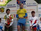 Stupn vítzek na Tour de Feminin, ve lutém vítzná Aleksandra Burenková z Ruska, na bronzovém stupínku eka Martina Riková