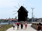 Větrný mlýn, jeden ze symbolů bulharského Nesebaru