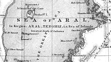 Mapa Aralského jezera z roku 1853