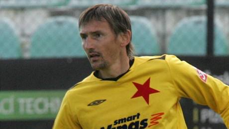 momentka ze zápasu Most - Slavia, hostující gólman Martin Vaniak