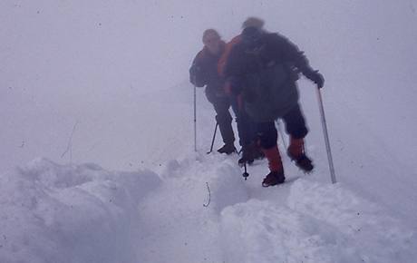 Vstup na Mont Blanc (4 810 m). Stoupn po vrcholovm hebenu