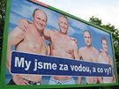 Ukradená fotka Davida Krause, kterou nkdo zneuil na billboardech v Praze (22. ervence 2009)