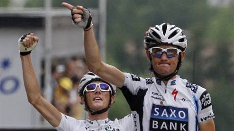 Frank Schleck se raduje z etapového vítzství na Tour de France