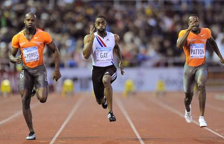 Zleva: Asafa Powell, Tyson Gay a Darvis Patton