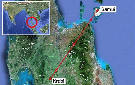 Letadlo spolenosti Bangkok Airways letlo z msta Krabi na ostrov Samui.