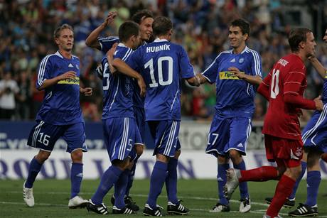 GÓL. Olomouc si proti Aberdeenu op�t zast�ílela.