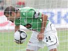 Jablonec- Slovcko, domc kapitn Petr Pavlk pot, co promnil penaltu.