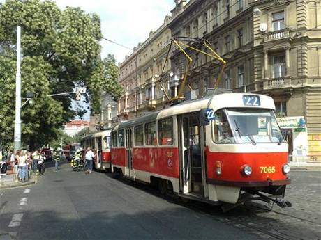 Tramvaj, kterou zastavil por ve Francouzsk ulici (10.8. 2009)