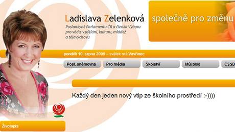 Internetové stránky poslankyn SSD Ladislavy Zelenkové.