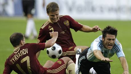 Ve stedu byla na programu pípravná reprezentaní utkání. Snímek z duelu mezi Ruskem a Argentinou.