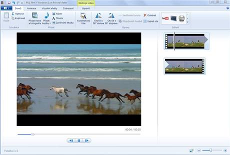 Windows Live Movie Maker - zkladn obrazovka