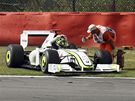 Velká cena Belgie: Jenson Button po kolizi v prvním kole