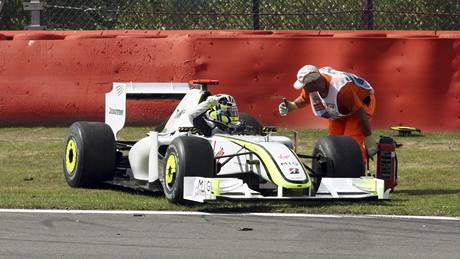 Velká cena Belgie: Jenson Button po kolizi v prvním kole