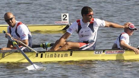 Dvojka s kormidelníkem ve slo�ení Václav Chalupa, Jakub Makovi�ka a Old�ich Hejd��ek