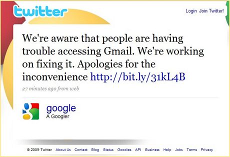 Gmail nefunguje