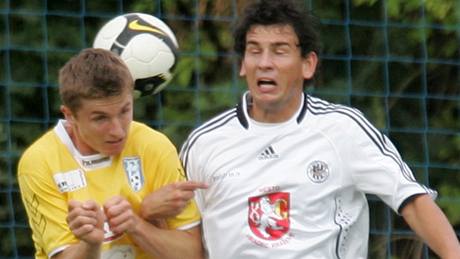 Vla�im - Hradec Králové: Daniel Ne�por (vlevo) v souboji s Pavlem �erným