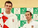 Ivo Karlovi (vlevo), Radek tpánek po losu semifinále Davis Cupu